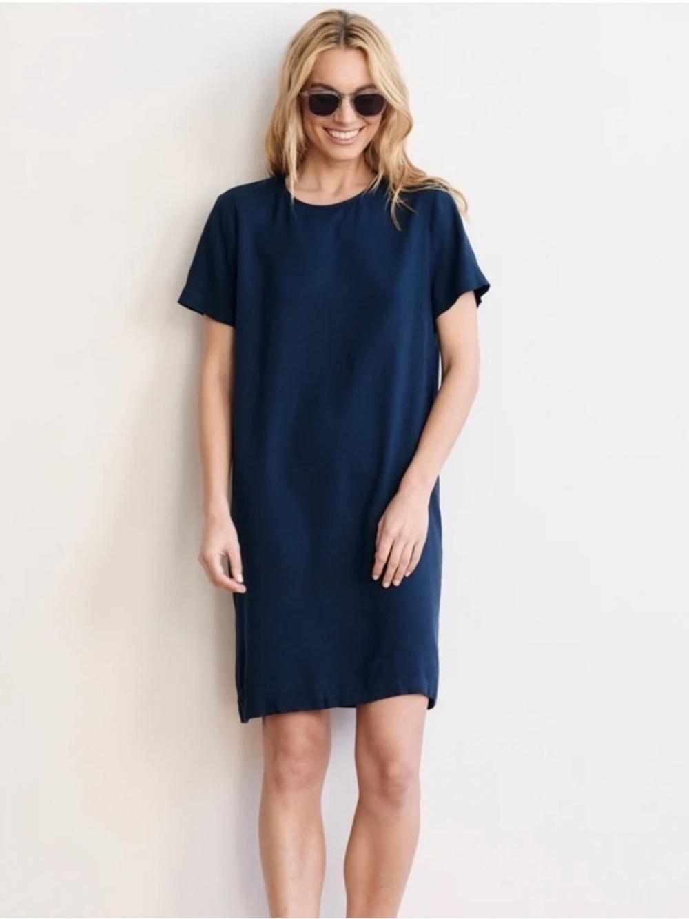 Jenni Kayne Palmer T Shirt Shift Dress Size L Navy